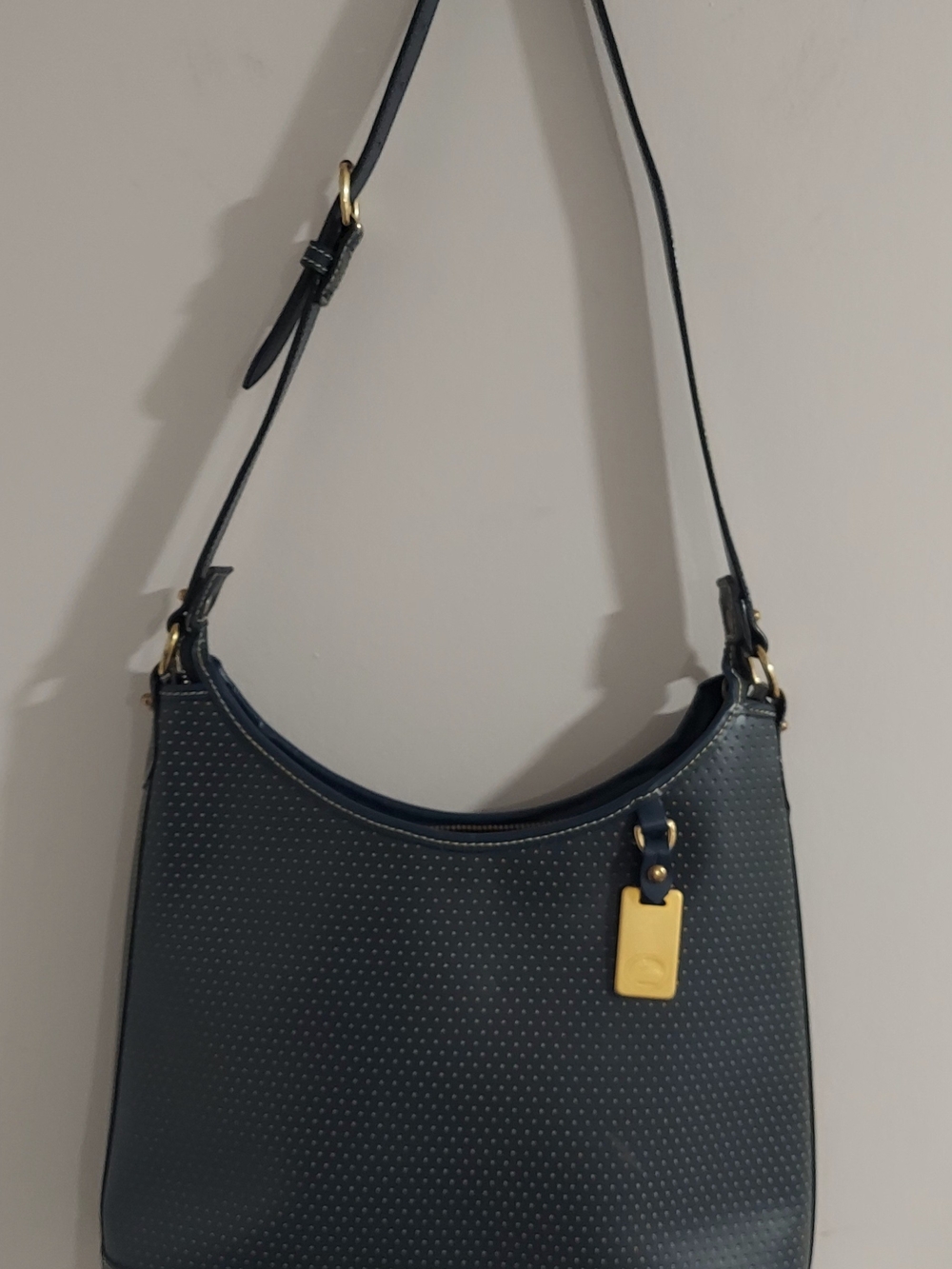 Vintage Dooney & Bourke Cabrio Perforated Blue Leather Hobo Bag  Fair/Good
